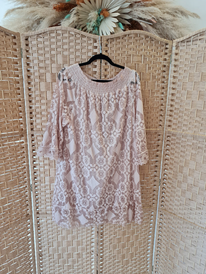 Made In Italy off shoulder blush dress L