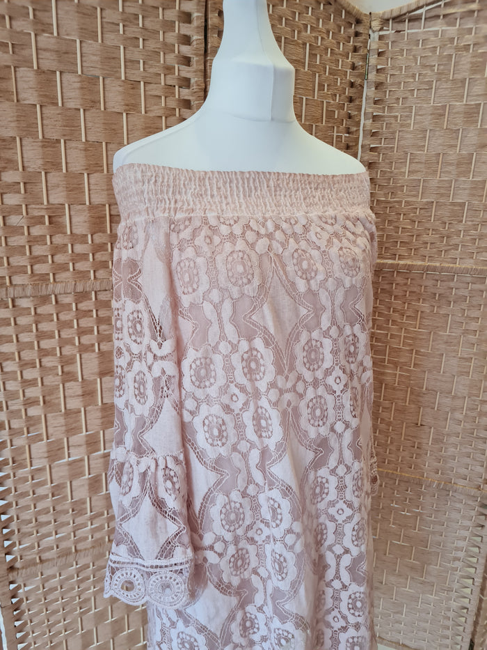 Made In Italy off shoulder blush dress L