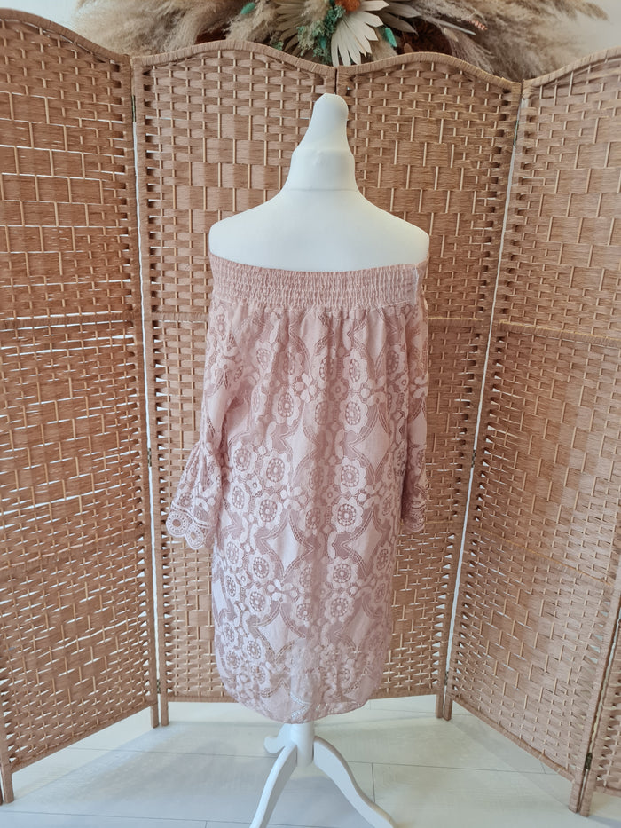 Made In Italy off shoulder blush dress L