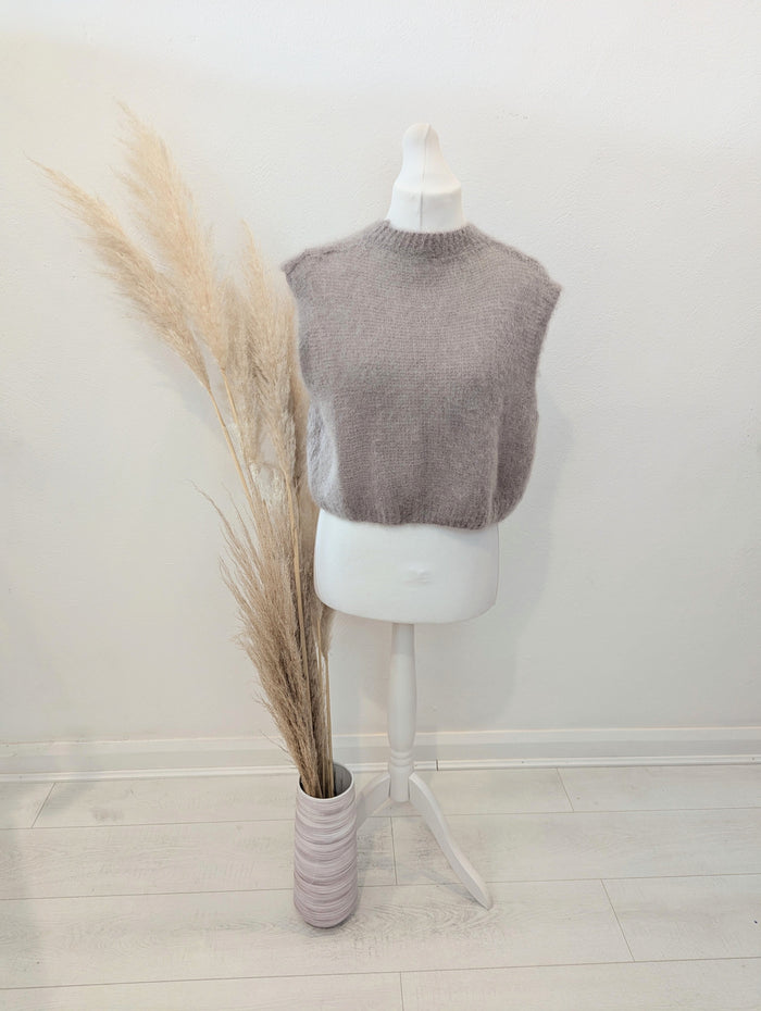 Made in Italy Taupe Mohair Vest S/M