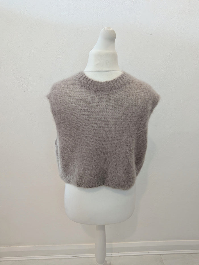 Made in Italy Taupe Mohair Vest S/M