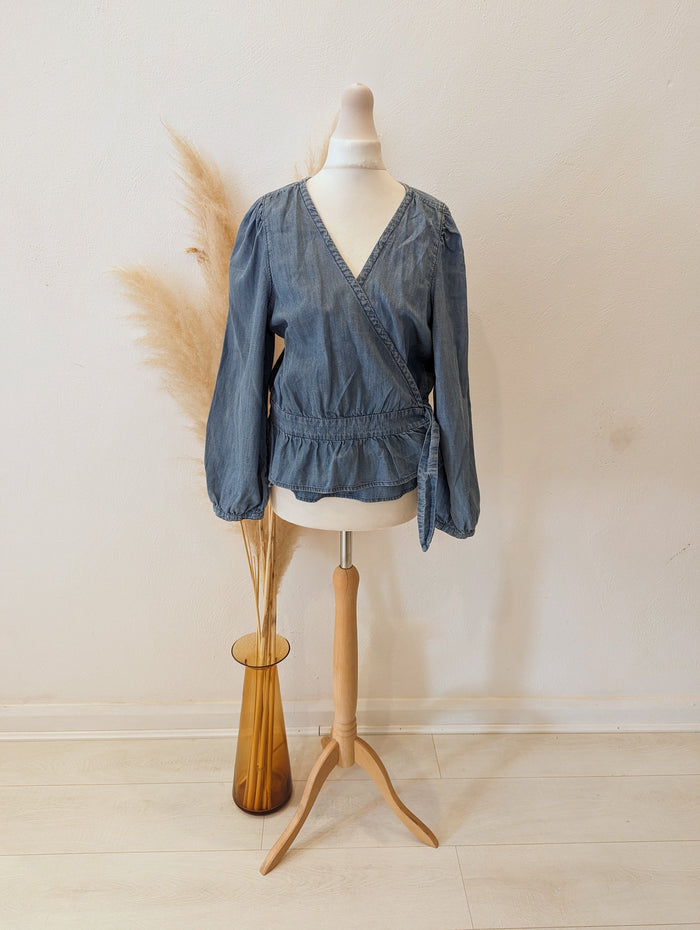 Madewell Denim Crossover Blouse Size 10