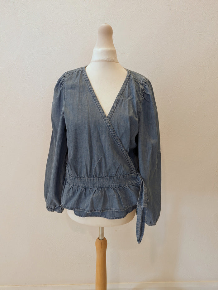 Madewell Denim Crossover Blouse Size 10