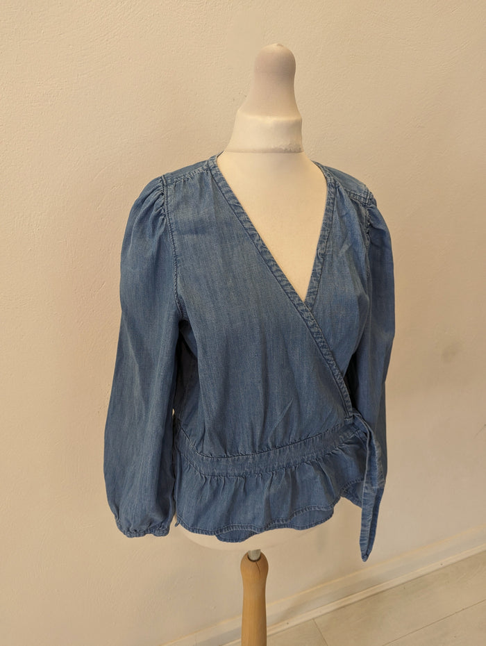 Madewell Denim Crossover Blouse Size 10