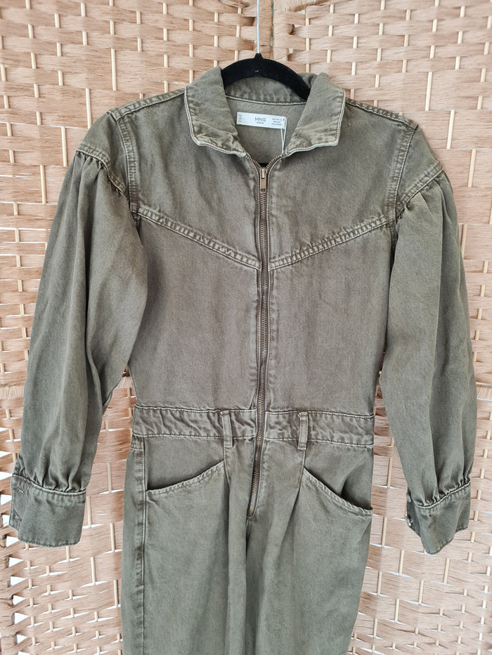 Mango khaki denim jumpsuit XS