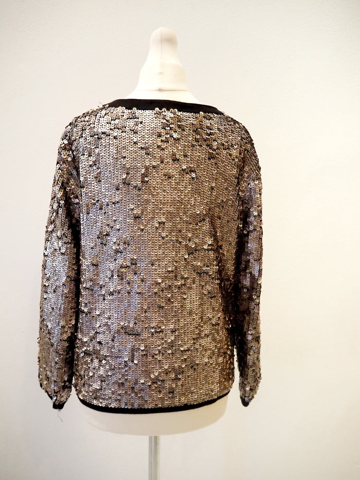 Mango Silver Sequinned Jacket L