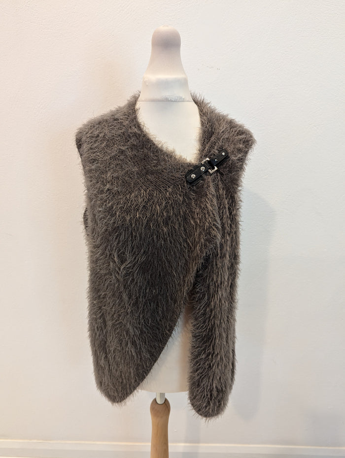 Marble Grey Fluffy Gilet Size 1