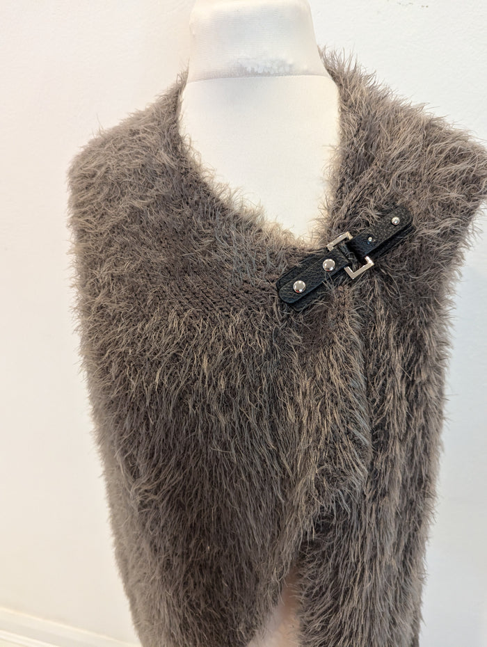 Marble Grey Fluffy Gilet Size 1