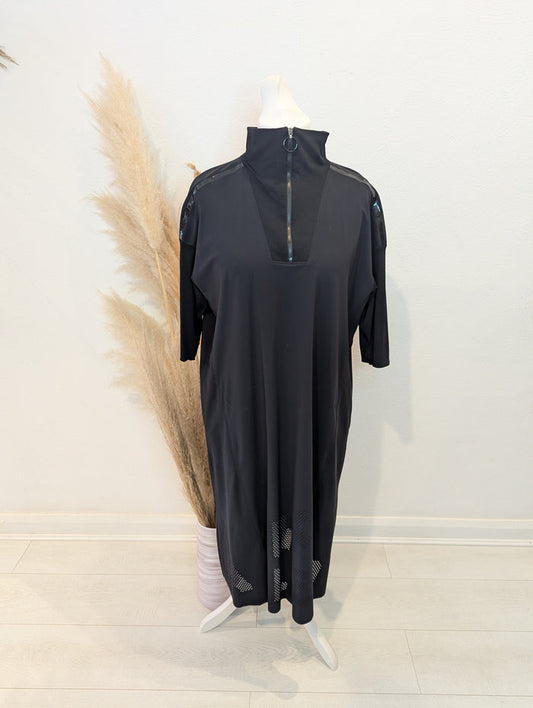 Marc Cain Sport Black Half Zip Dress L