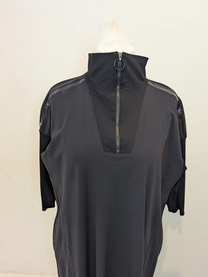 Marc Cain Sport Black Half Zip Dress L