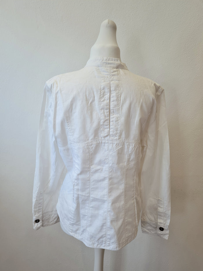 Marc Cain white linen shirt jacket 14/16