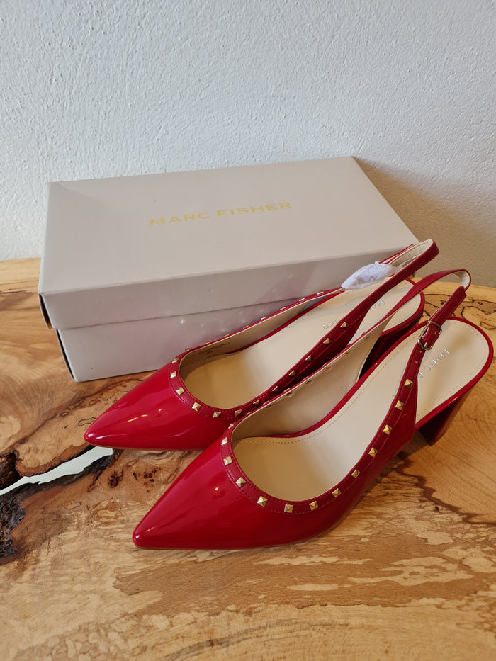 Marc Fisher Red Studded Slingbacks Size 7 (new)