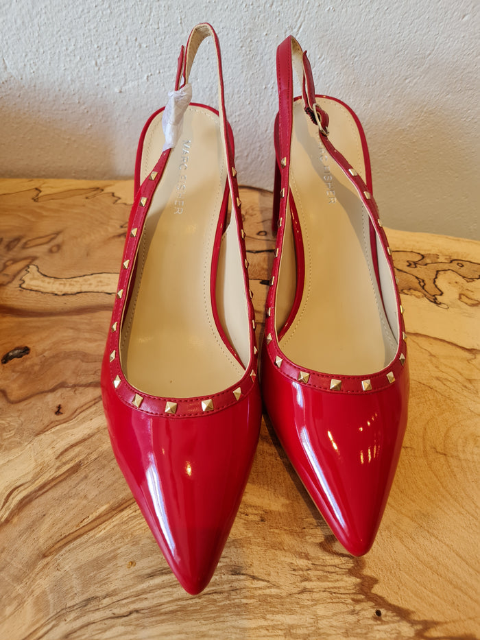 Marc Fisher Red Studded Slingbacks Size 7 (new)