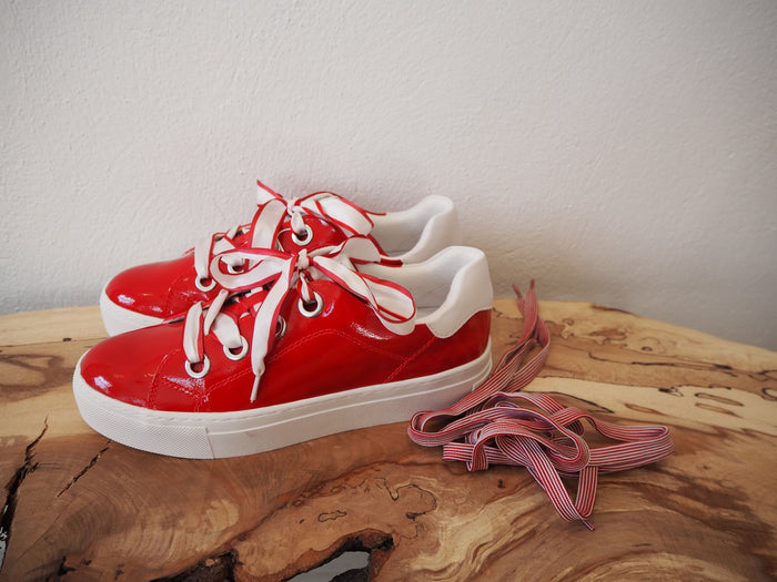 Marco Tozzi Red Patent Trainers 5 New RRP £52