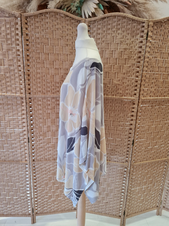 Marella Grey floral Knit poncho S
