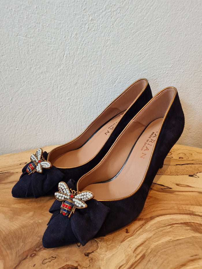 Mariann Navy Suede Heels Size 6