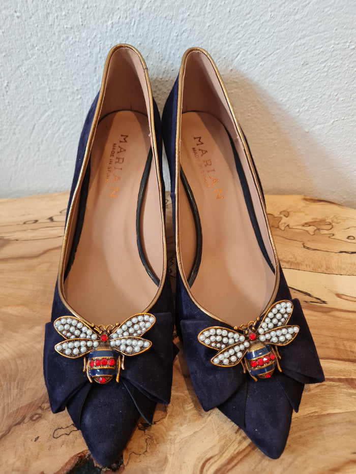Mariann Navy Suede Heels Size 6