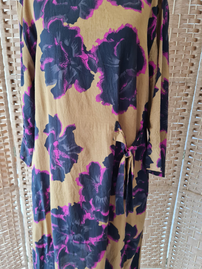 Masai Gold/Pink Floral Dress & Scarf Set Large