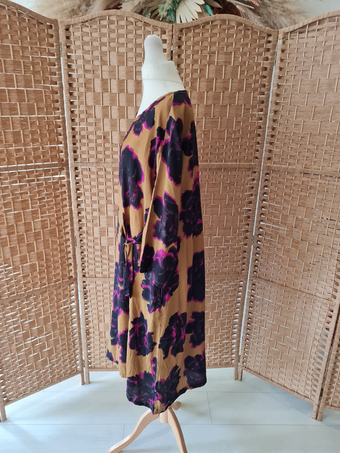Masai Gold/Pink Floral Dress & Scarf Set Large