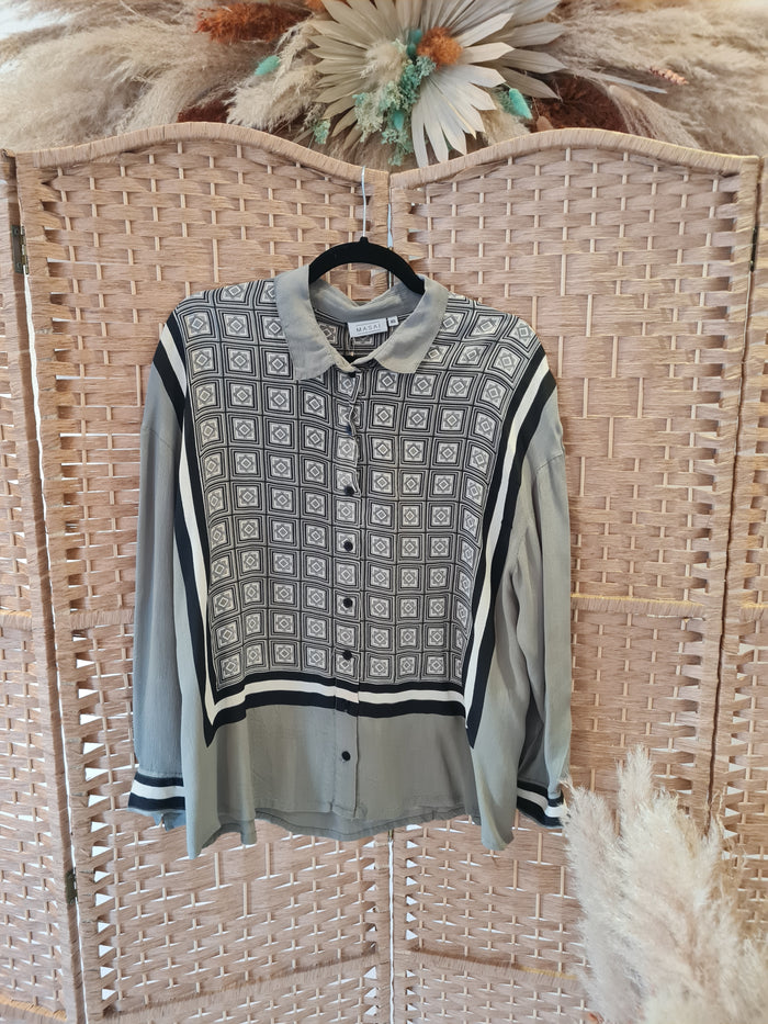 Masai Khaki print blouse XS RRP £95