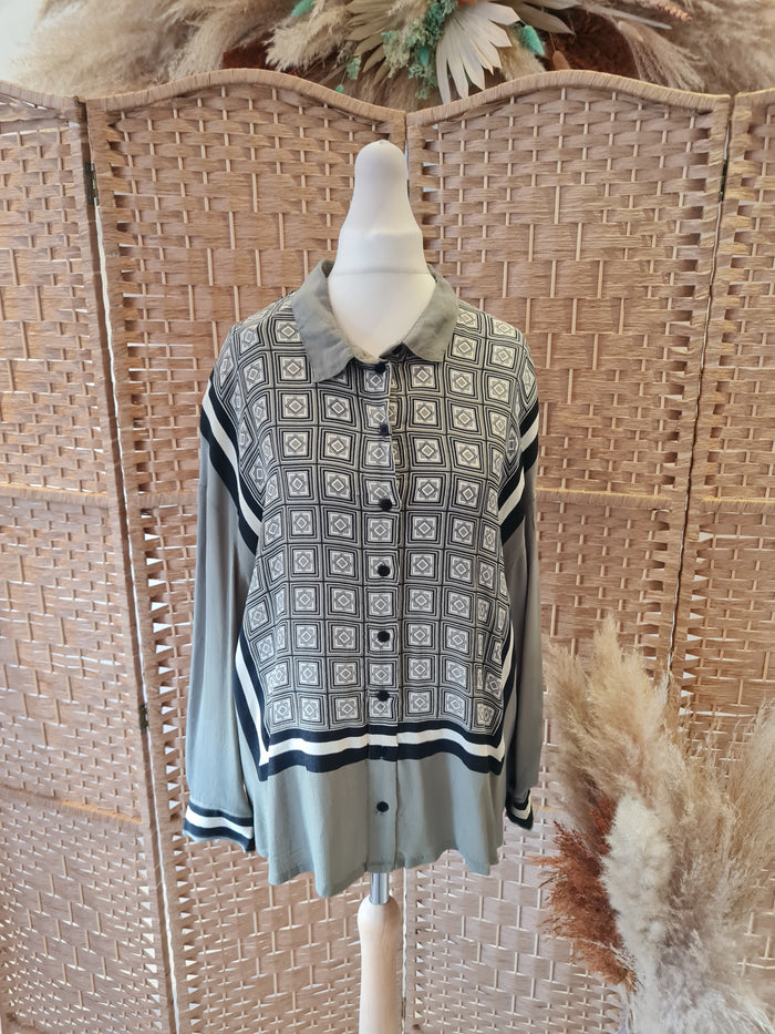 Masai Khaki print blouse XS RRP £95