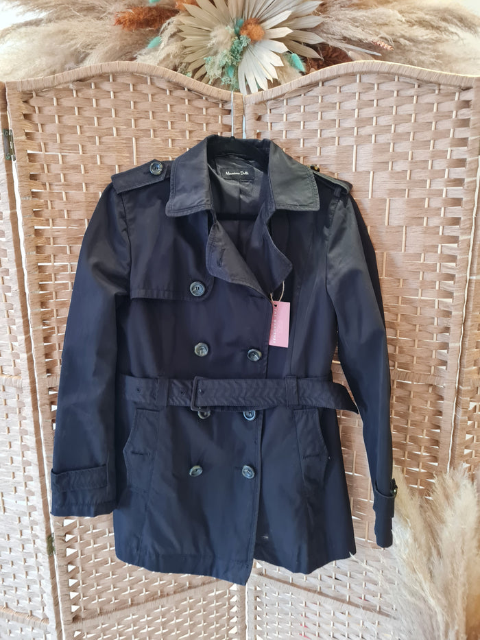 Massimo Dutti black trench 12/14