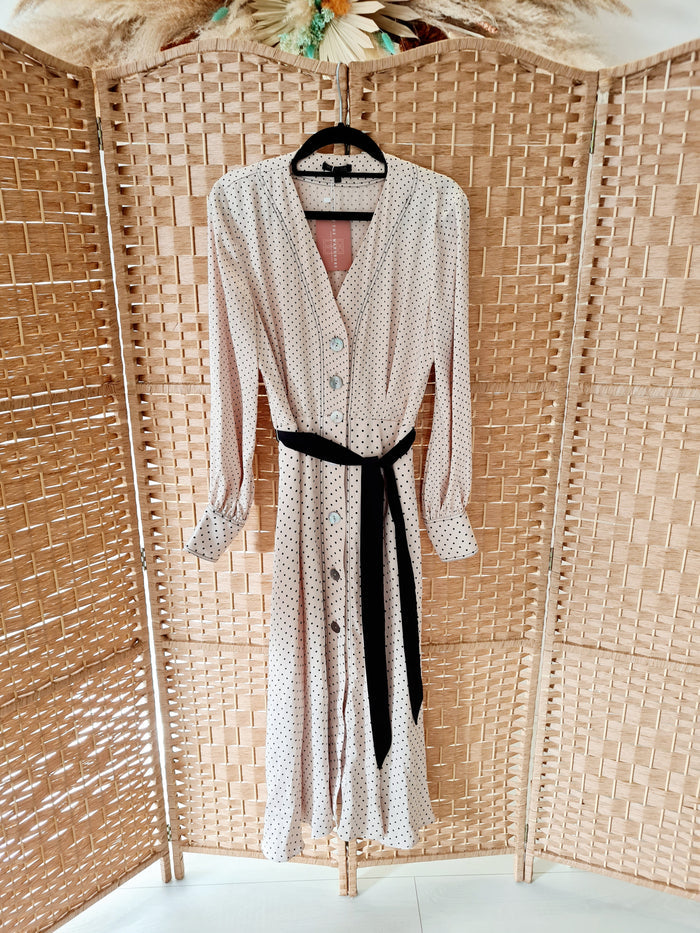 Massimo Dutti cream/black spot dress 12