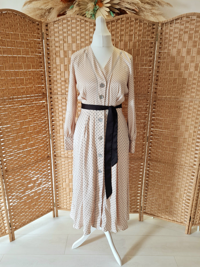 Massimo Dutti cream/black spot dress 12