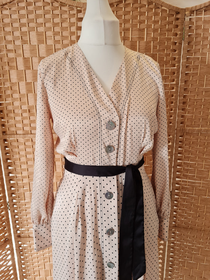 Massimo Dutti cream/black spot dress 12