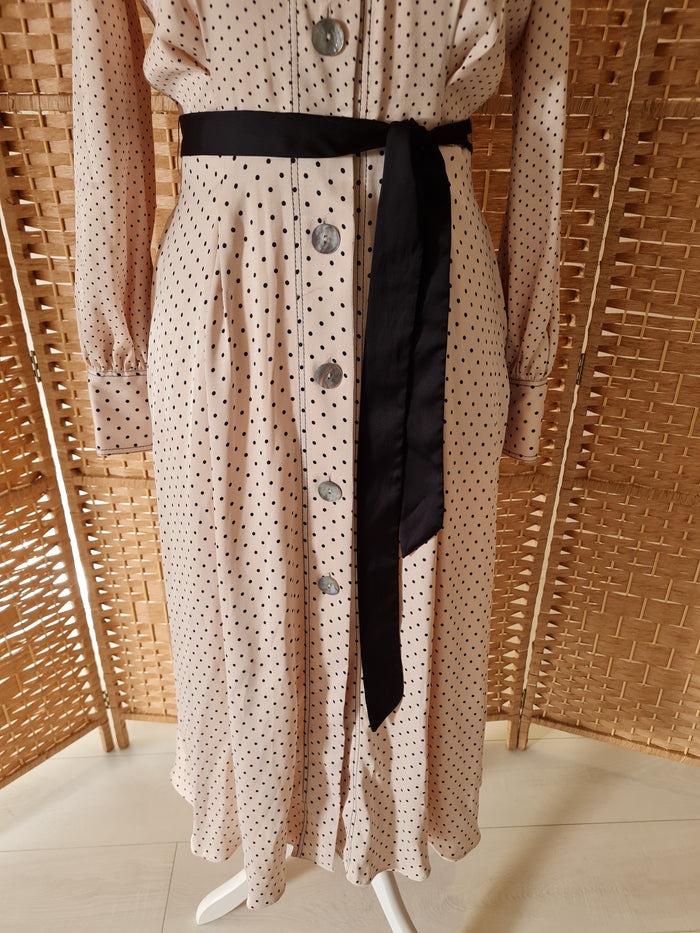 Massimo Dutti cream/black spot dress 12