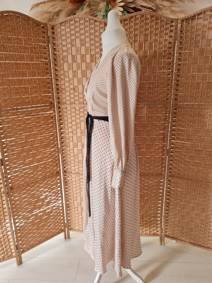 Massimo Dutti cream/black spot dress 12