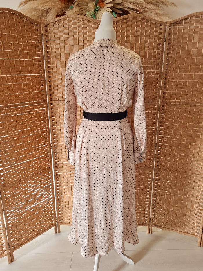 Massimo Dutti cream/black spot dress 12
