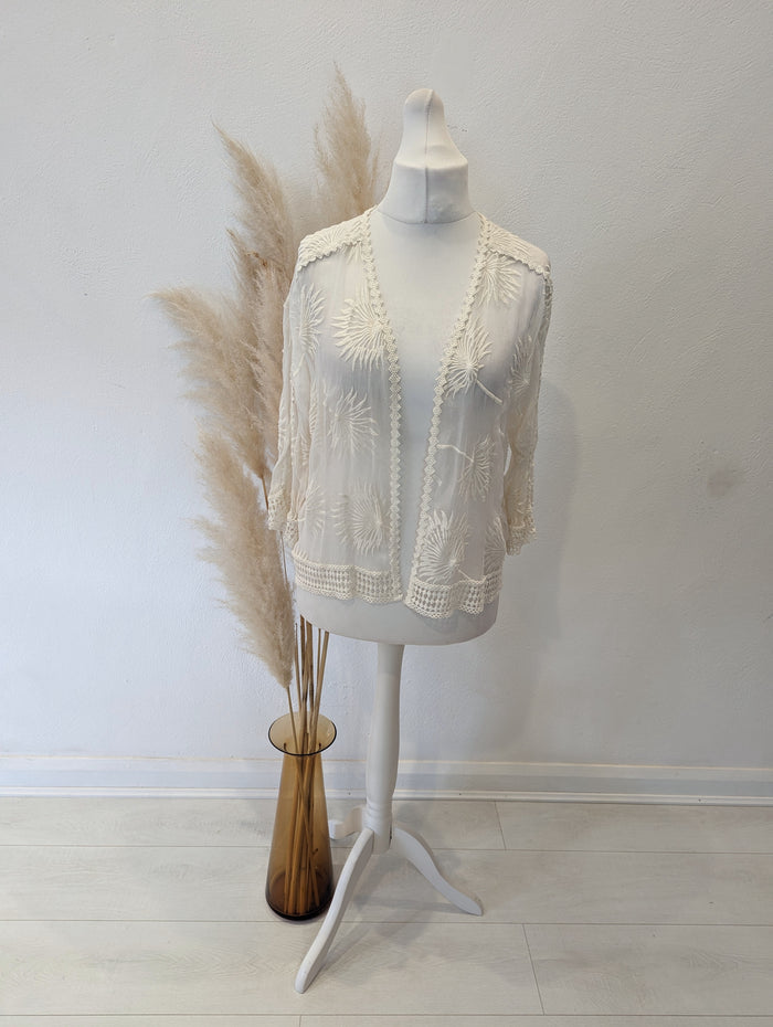 Massimo Dutti Ivory Sheer Shrug M