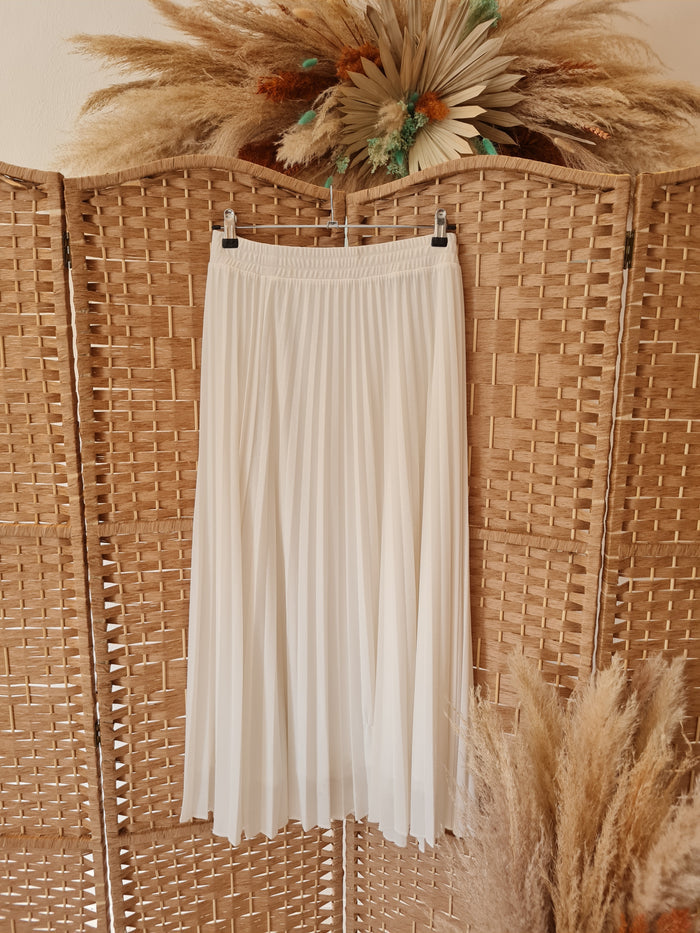 Massimo Dutti White Pleat Skirt L