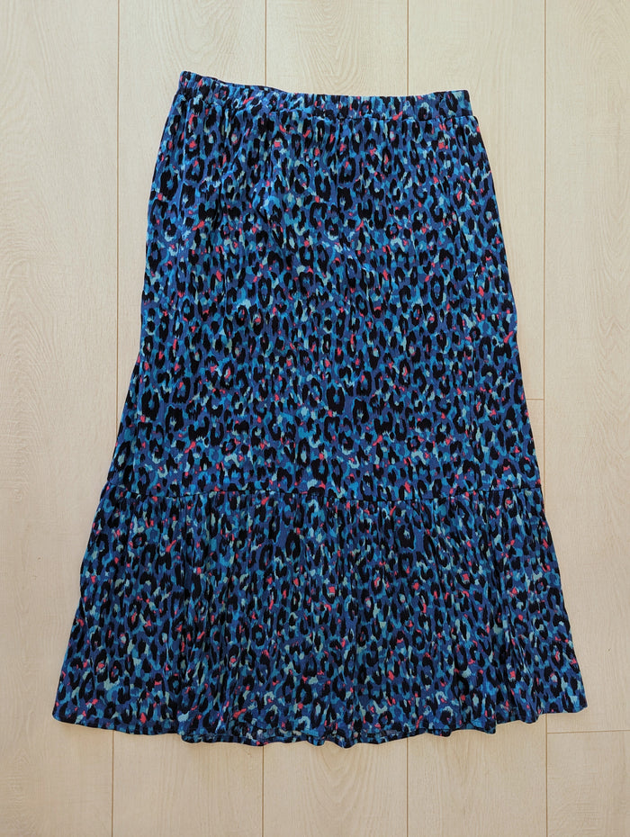Mauvette Blue Animal Print Maxi Skirt M NWT