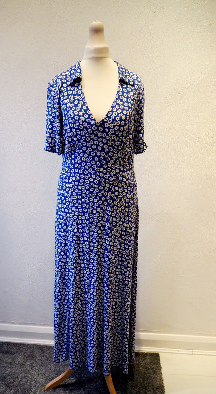 M&Co Blue Floral Maxi 14