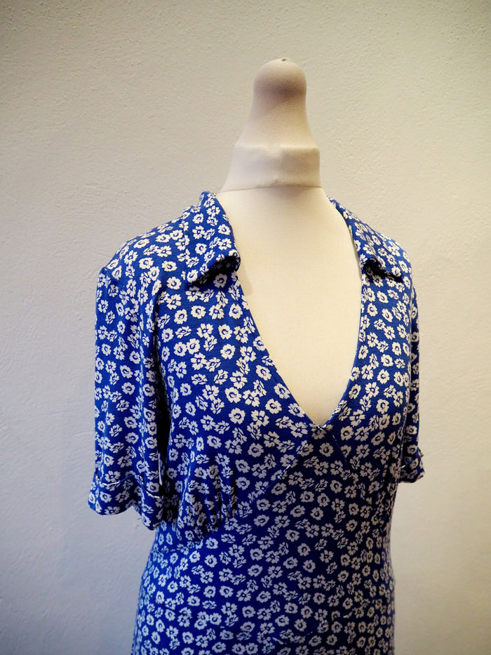 M&Co Blue Floral Maxi 14
