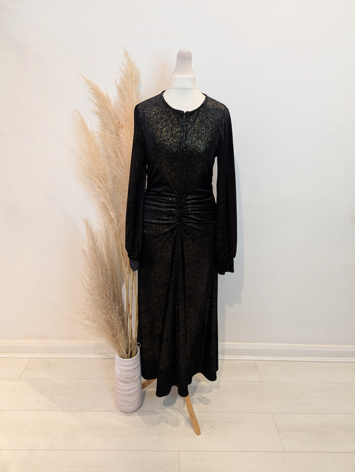 Me + Em Black Glitter Velour Maxi Size 10 NTW RRP £315