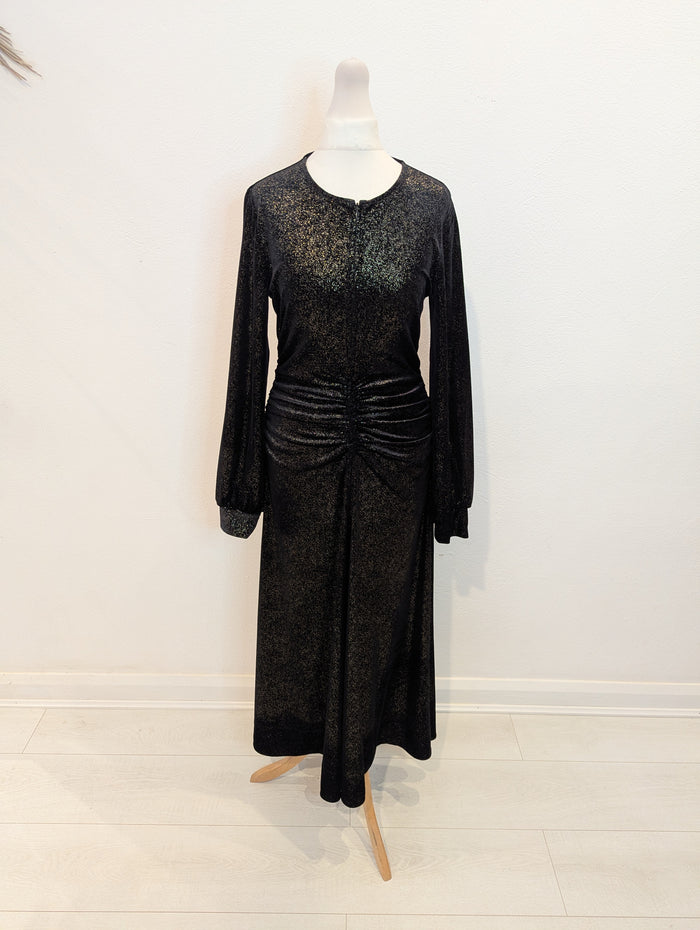 Me + Em Black Glitter Velour Maxi Size 10 NTW RRP £315