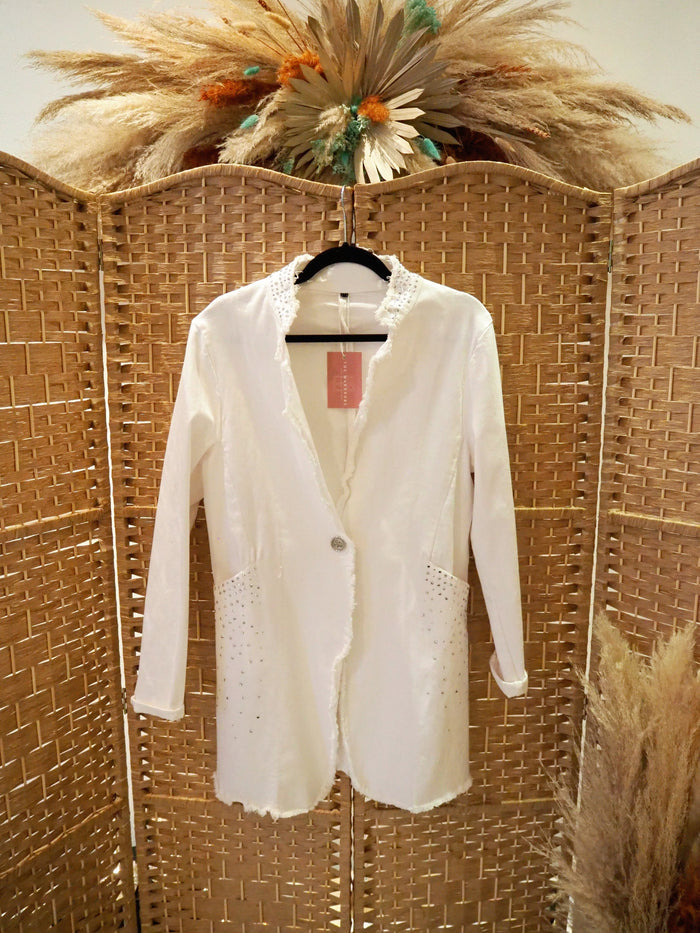 Melly & Co White And Silver Cotton Jacket