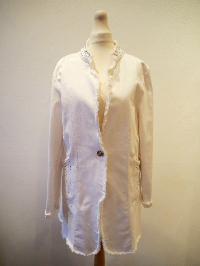 Melly & Co White And Silver Cotton Jacket