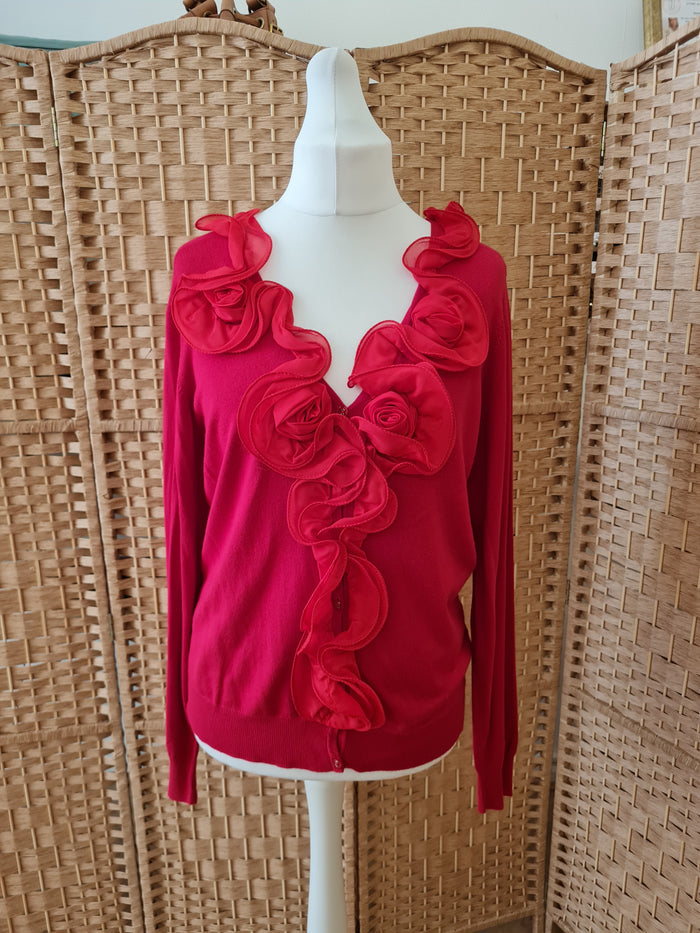 Micha Red Flower Detail Cardigan Size 10