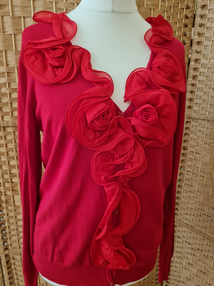 Micha Red Flower Detail Cardigan Size 10