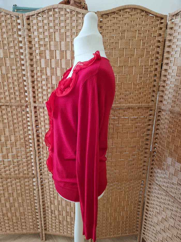Micha Red Flower Detail Cardigan Size 10