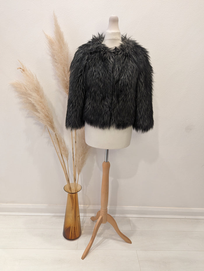 Michael Kors Black/Grey Fur Jacket XS