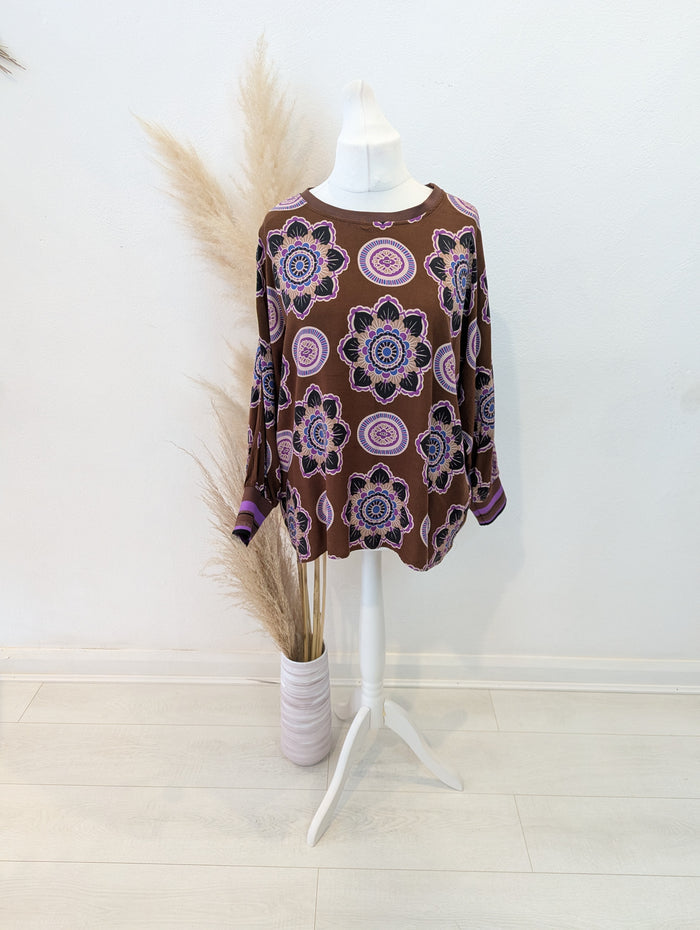 Milano Italy Brown/Purple Top Size 12