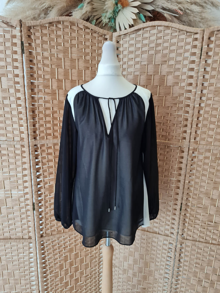 Mint Velvet black/white blouse 8
