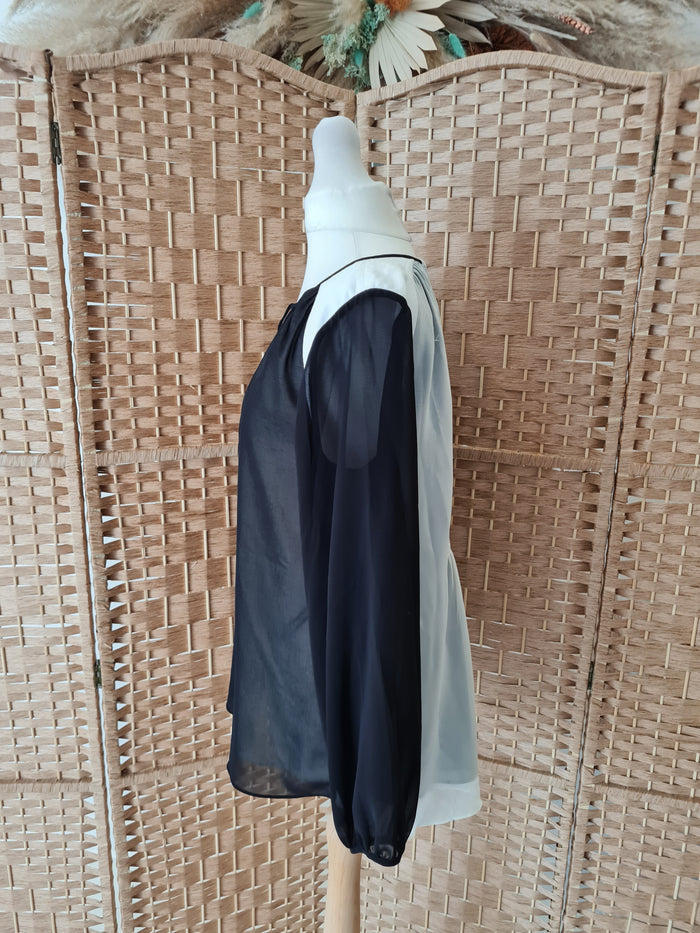 Mint Velvet black/white blouse 8