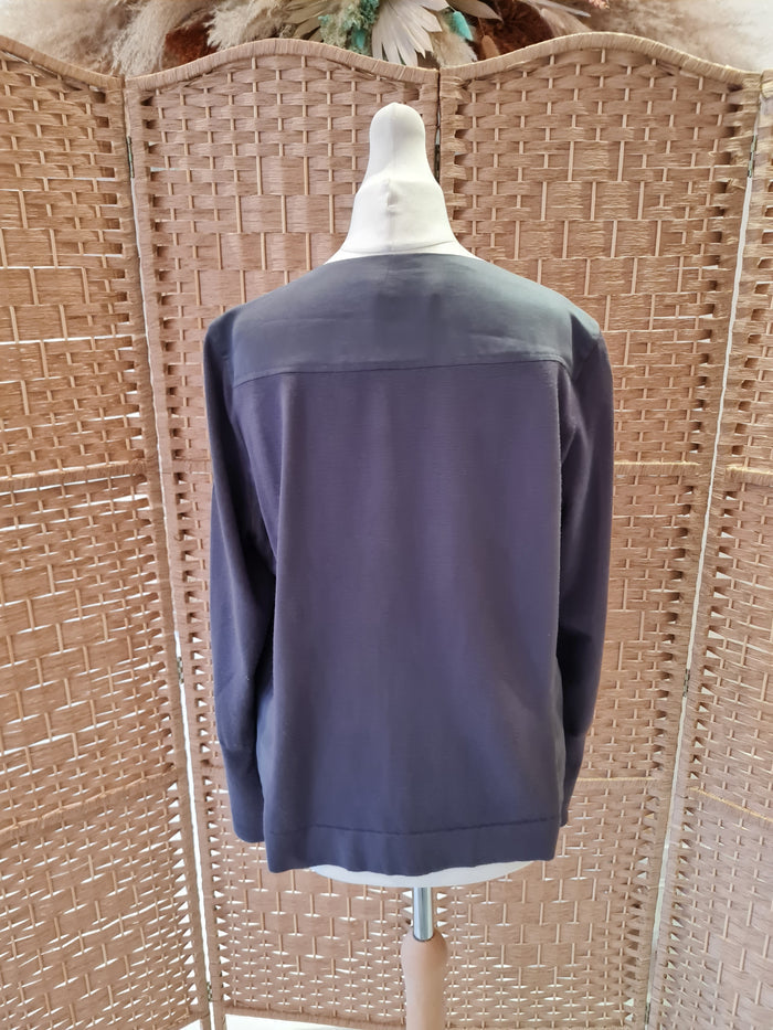 Mint Velvet Grey Fabric Biker Jacket 14