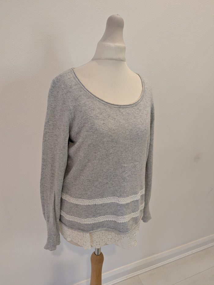 Mint Velvet Grey Lace Trim Jumper 8